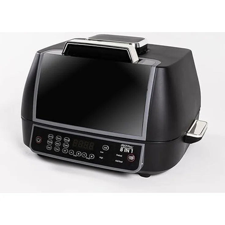 Chef o Matic 8-in-1 Heißluftfritteuse mit Grill, 1500w, Airfryer mit Schnellaufheizung, XL Heissluftfriteuse, Luft Frieuse zum Frittieren, Heißluftfritteuse + Zubehör, Grillplatte, Frittierkorb, Timer – Bild 1