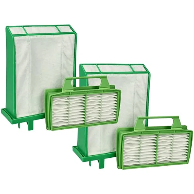 VHBW Filter-Set kompatibel mit Sebo Airbelt K3, K1, 4x Mikrofilter und Hygieneschutzfilter, weiß/grün – Bild 1