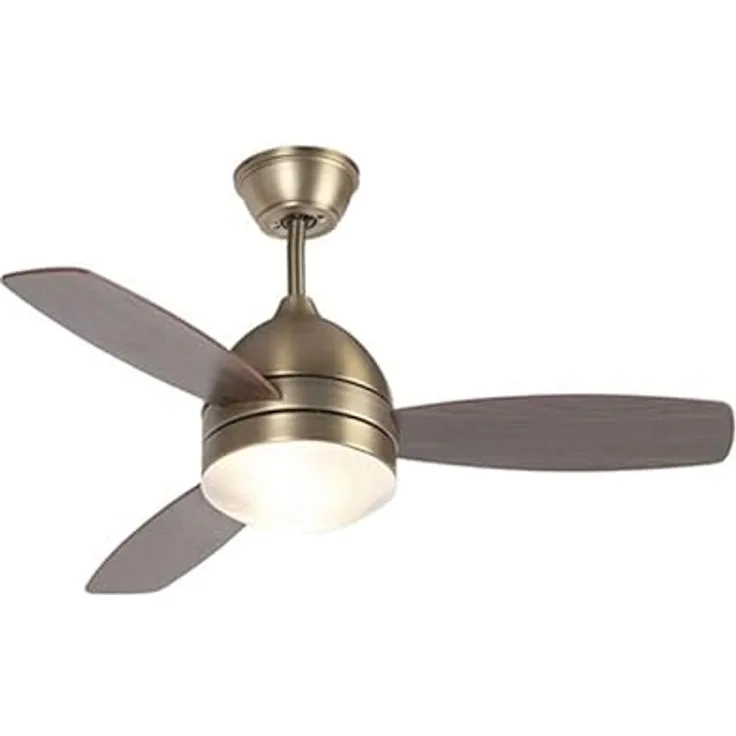 Qazqa - Modern Deckenventilator mit beleuchtung Bronze mit Fernbedienung - Rotar I Wohnzimmer I Schlafzimmer - Stahl Rund - LED geeignet E27