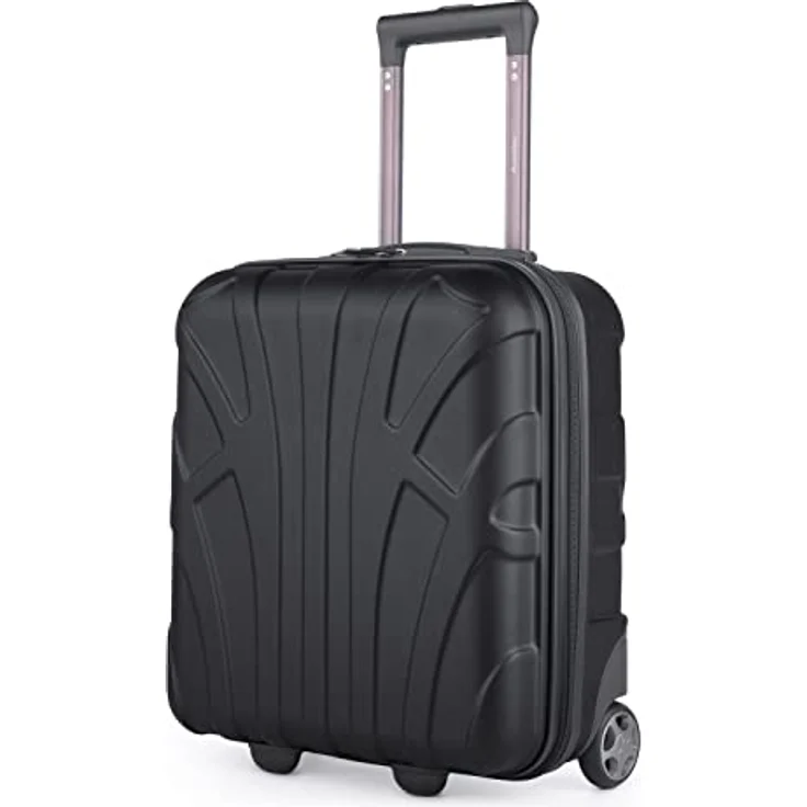 suitline Underseat Kabinentrolley 45x36x20 cm, Hartschalen Bordcase ABS, leicht 30 L mit 2 Rollen, Teleskopgriff, Schwarz – Bild 1