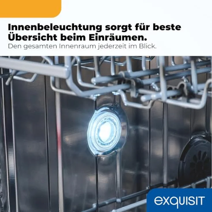 Exquisit GSP59316-450C Geschirrspüler 16 Maßgedecke, Energieklasse C, 8 Spülprogramme, Aquastop, Innenbeleuchtung, unterbaufähig, Silber – Bild 8