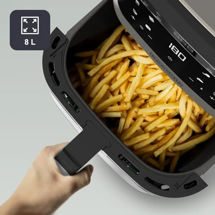 Black+Decker BXAF8000E Heißluftfritteuse, 2000W, 8L, Dual-Heizung, 8 Programme, Touchscreen, PFOA/BPA-frei, Sichtfenster, Defrost & Dehydrate – Bild 2
