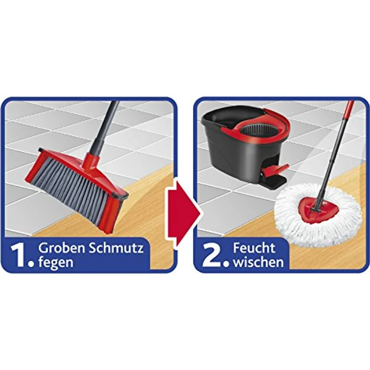 Vileda EasyWring & Clean Komplett-Set, Wischmop und Eimer mit PowerSchleuder sowie extra 3Action Besenkopf – Bild 12