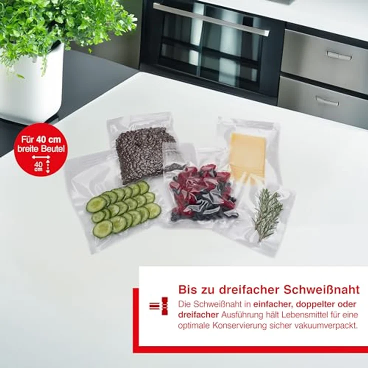 Solis Vac Prestige Maxi, Vakuumiergerät, Silber mit Doppel-Vakuumpumpe und extragrossen Rollenfach – Bild 3