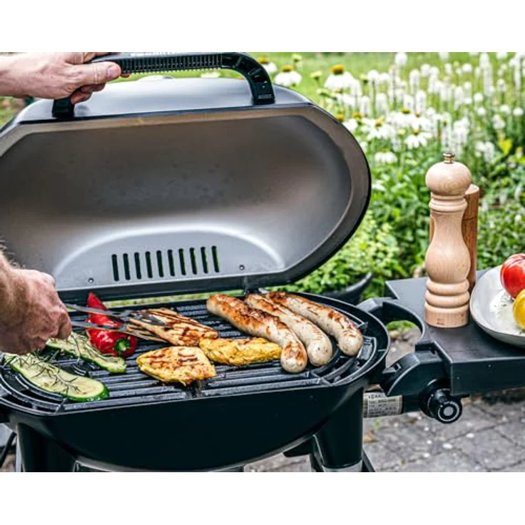Rommelsbacher Tischgrill BBQ 4100/S, Set mit elektrischem Barbecue Grill und mobilem Grillwagen, silber – Bild 6