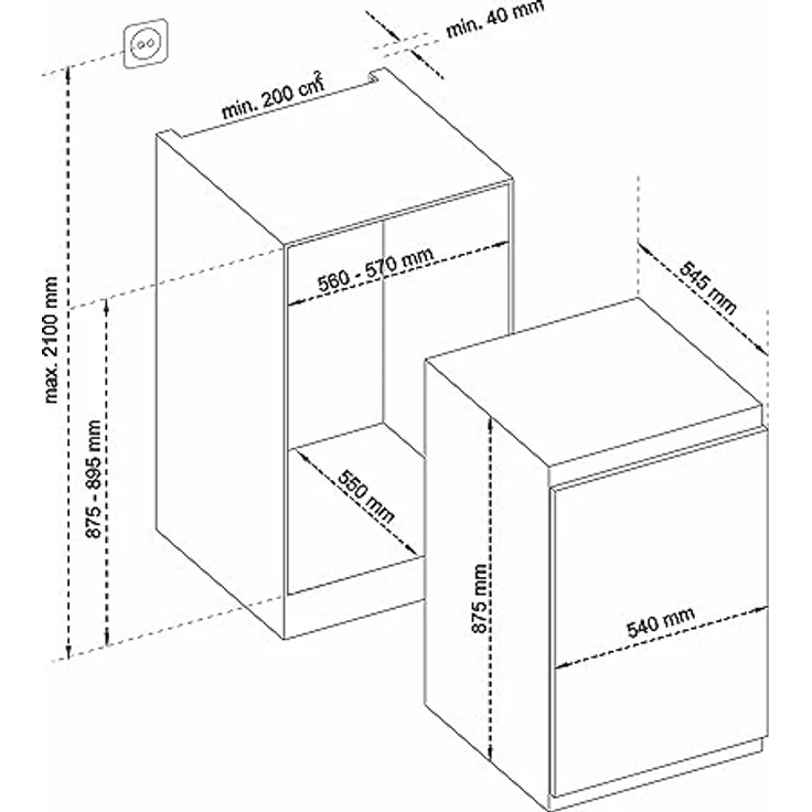 TELEFUNKEN EKGS120E2 Einbaukühlschrank mit 4-Sterne-Gefrierfach | 88cm Nische | Schlepptür-Technik | 112 Liter Nutzinhalt | Temperaturregelung | Weiß – Bild 3