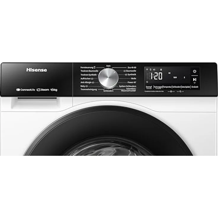 Hisense WD3S9043BW3, 2-in-1 Waschtrockner mit 9 kg Kapazität, 1400 U/min, Energieeffizienzklasse A, Smart Assist und Steam Wash Programm, Weiß – Bild 4