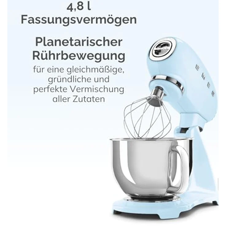 Smeg SMF03PKEU Küchenmaschine mit Direktantrieb, 800W, 4,8 L Edelstahlschüssel, cadillac pink, Serie: SMF03 – Bild 3