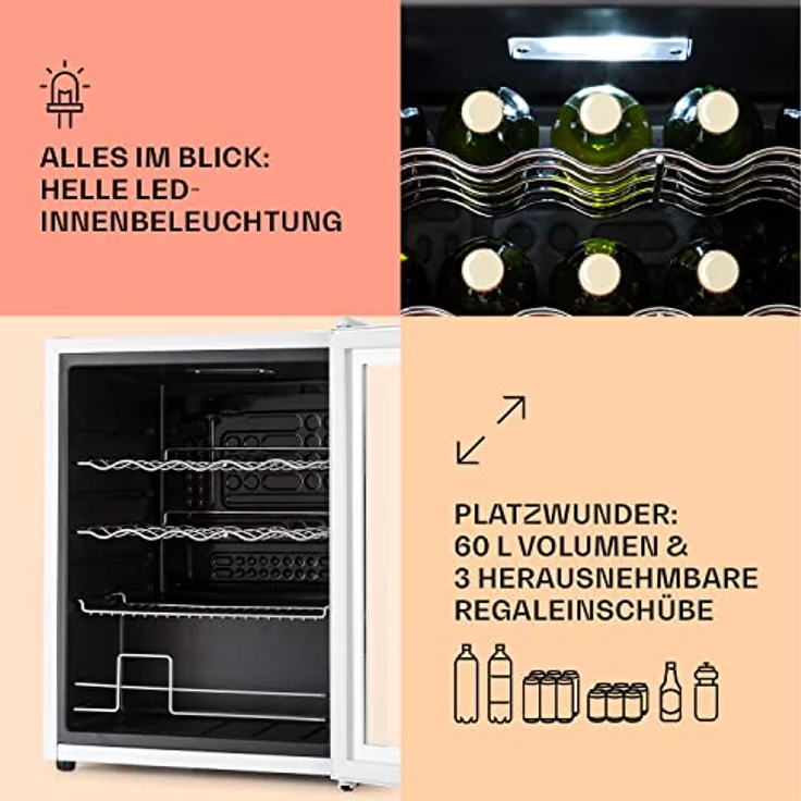Klarstein Kühlschrank HEA-Coachella 60-wh - 60 Liter, WiFi-Funktion, Balanced Light Concept, Glastür
 – Bild 5