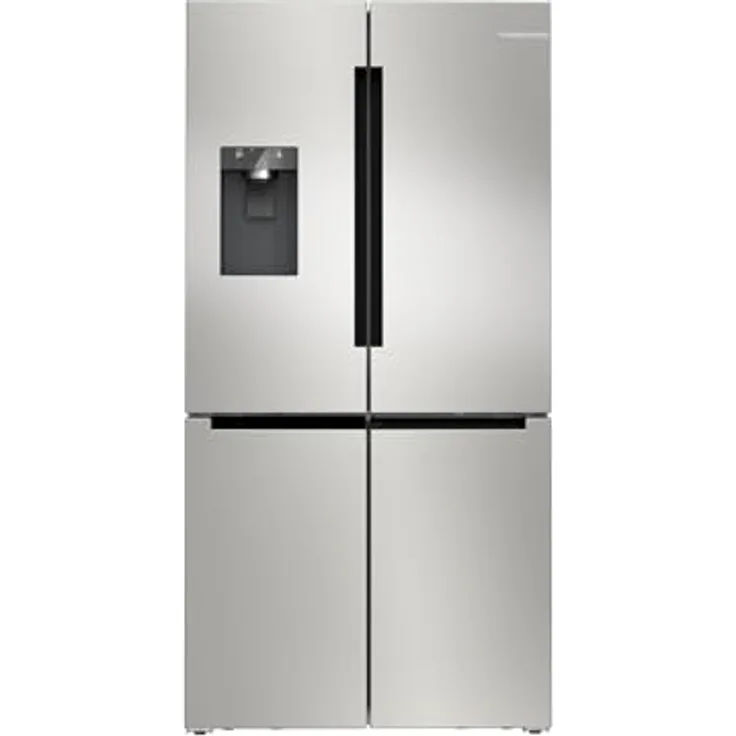 Bosch KFD96APEA, Serie 6, Smarter XXL-French Door Kühlschrank, 183 x 90,5 cm, 375 L Kühlen + 199 L Gefrieren, NoFrost, Eis- und Wasserspender, VitaFresh für längere Frische, Gebürsteter Stahl