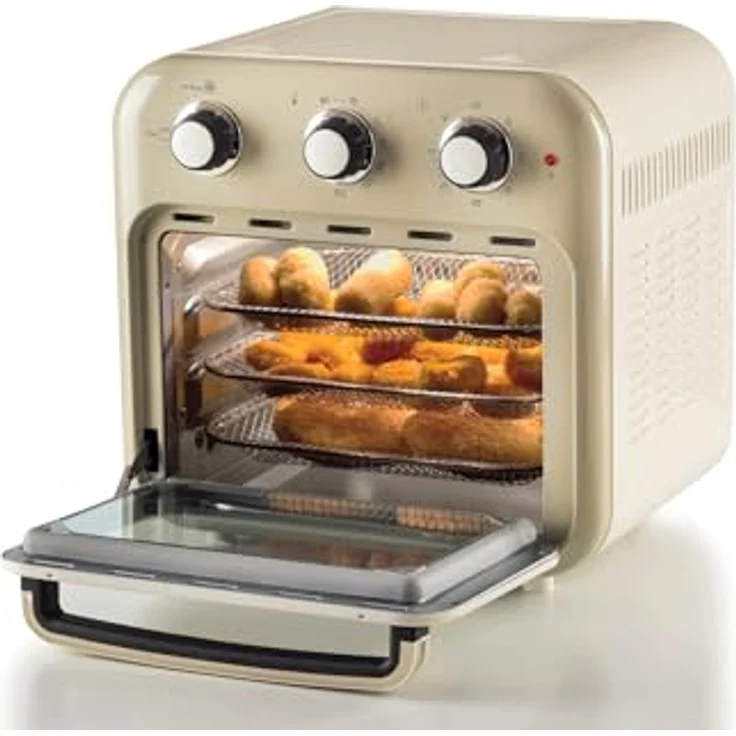 Ariete 4632 Vintage Heißluftfritteuse und Backofen, 1400 W, 2in1, 16 l Fassungsvermögen, inklusive Zubehör, 60-Minuten-Timer, Doppelglas, Beige – Bild 2