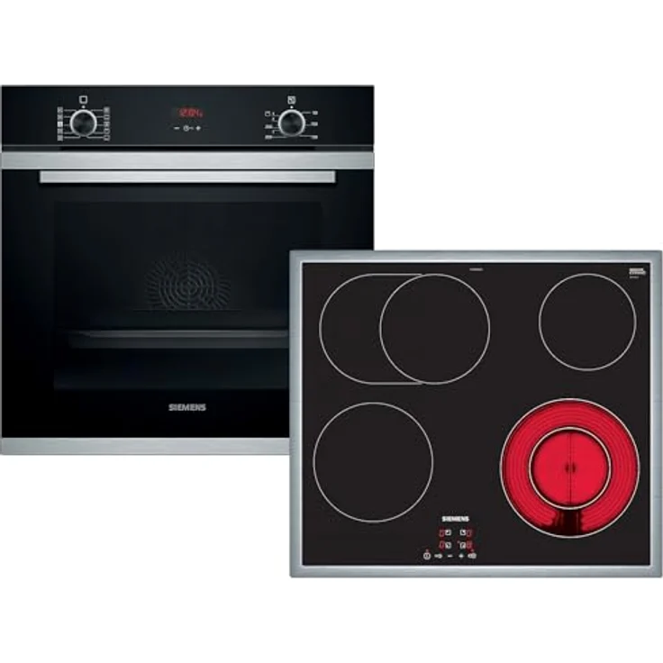 Siemens EQ212KD00Z Set Backofen HR214ABS0 + Glaskeramikkochfeld ET645BNA1E, 8 Backofenfunktionen, 3D Heißluft Plus, 60 cm Breite, Bräterzone – Bild 1