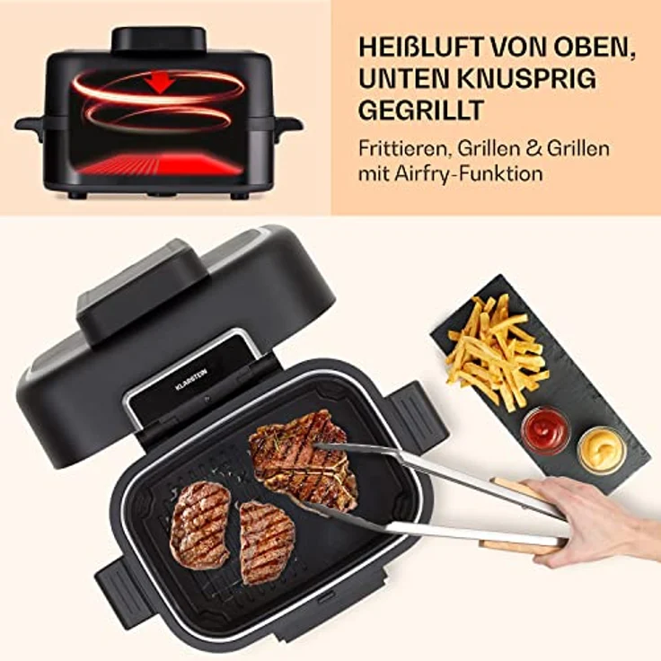 Klarstein Heißluftfritteuse Combo Air, 1500 W, fettfrei, 2,5 Liter, Edelstahl – Bild 7
