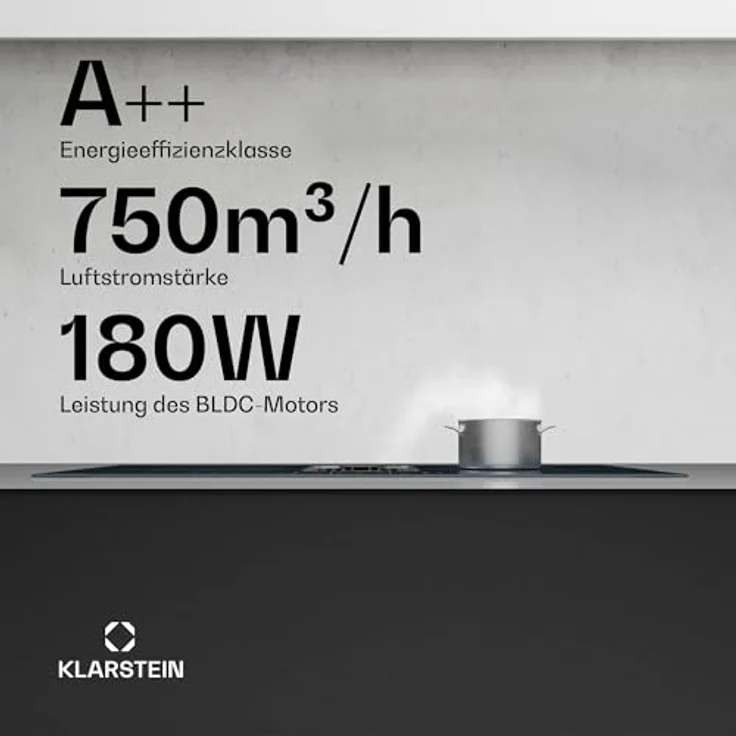 Klarstein AirJet FlexPro Induktionskochfeld mit Dunstabzug - A++ Effizienz, 750 m³/h Luftstrom, 14 kW Leistung, 58 dB, Touch-Steuerung, Flex-Zone, Anthrazit – Bild 3