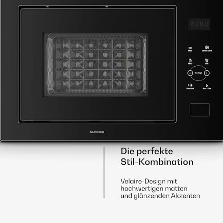 Klarstein Einbau Mikrowelle mit Grill, 25 l, 1200 W, LED Touch, Schwarz – Bild 4