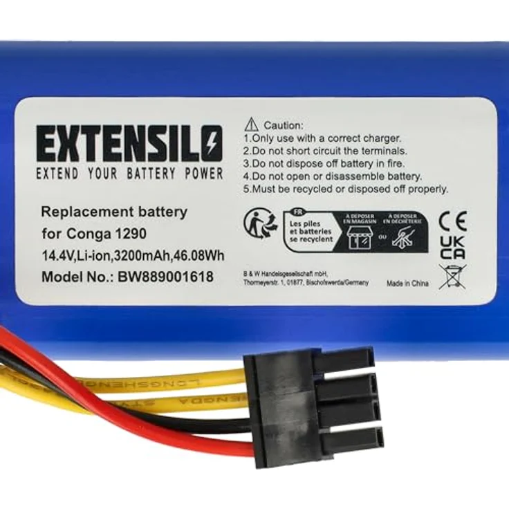 EXTENSILO Akku für Vileda VR302 Saugroboter, 3200 mAh, 14,4 V, Li-Ion, wiederaufladbar, hochwertig verarbeitet – Bild 5