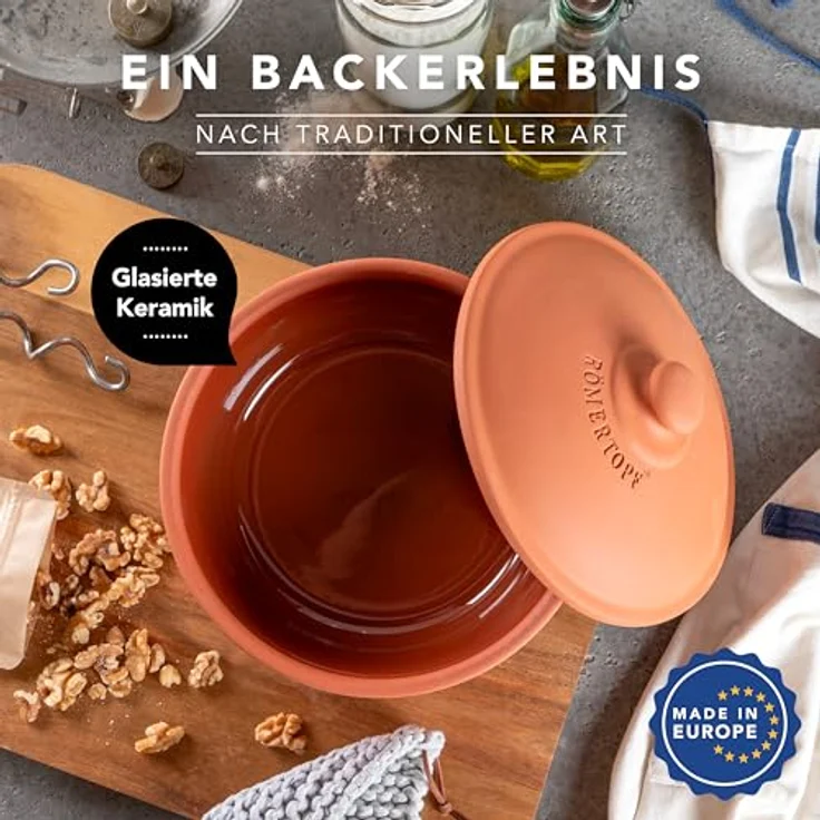 Römertopf Brotbacktopf rund terrakotta m.Deckel im MOB – Bild 4