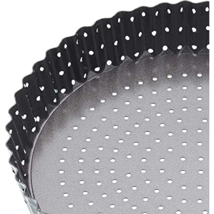 Kitchen Craft Crusty Bake Antihaft-Tortenbodenform-Quicheform mit gewelltem Rand und losem Boden, Stahl, Grau, 23 x 23 x 4.2 cm – Bild 3