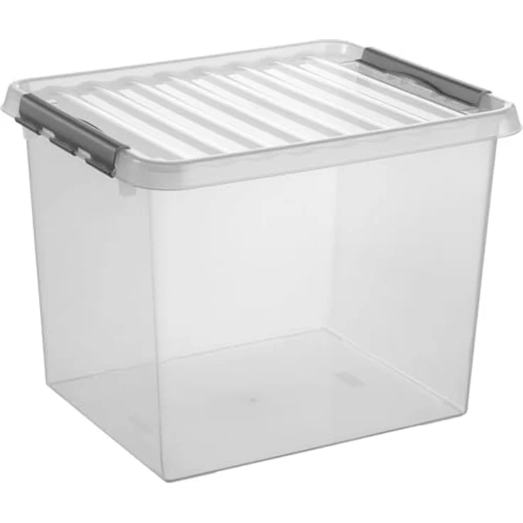 Trend Line Sunware Aufbewahrungsbox Q-Line 52 L 3-er Set 50 x 40 x 38 cm transparent Kunststoffmit 2 stabilen Clipverschlüssen – Bild 3
