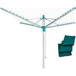 Leifheit Wäscheschirm Linomatic 500 Easy inkl. Schutzhuelle, Leineneinzug für saubere Wäsche, Wäschespinne mit Easy-Lift-System und Bodenhülse, 50m Leinenlänge für 5 Wäscheladungen 