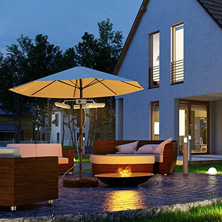 Outsunny Infrarot Heizstrahler mit drei 1000 W Heizköpfen Elektrische Heizstrahler mit Fernbedienung für Sonnenschirm Zelt Alu, CO2-frei und energieeffizient, 87 x 75 x 22 cm – Bild 2
