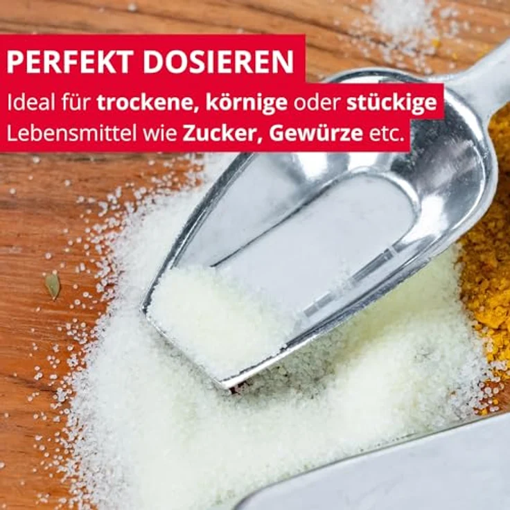 Westmark Gewürzschaufeln Hygia – 6 praktische Mini-Schaufeln zum sauberen Dosieren von trockenen Zutaten – 6 ml, Aluminium – Bild 2