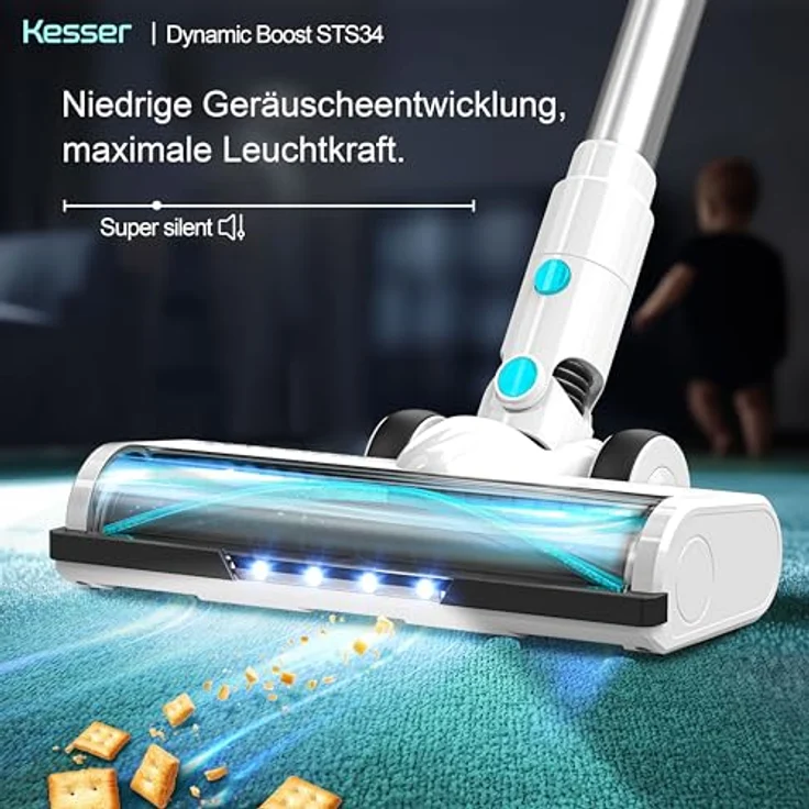 KESSER® Akku Staubsauger STS34, kabellos mit 70 Min. Laufzeit, HEPA-Filter und LED Display, beutellos mit Anti-Tangle-Bodenbürste für Hartböden und Teppiche – Bild 5