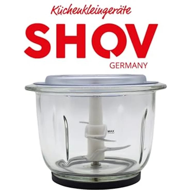 SHOV Elektrischer Mini-Zerkleinerer 300 W, 700 ml Glasbehälter & 4 scharfe Messer für präzises Zerkleinern – Bild 7
