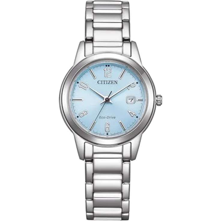 Citizen Damenuhr Eco-Drive Solar mit Edelstahl Gliederband Silberfarben/Hellblau FE1241-71L – Bild 1