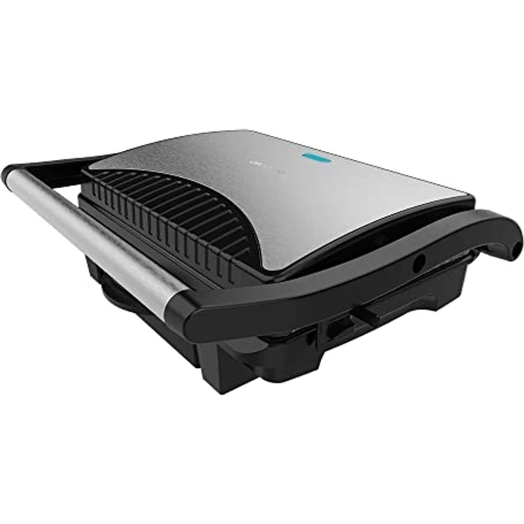 Cecotec Rock'nGrill Dark 1000, Elektrischer Tischgrill mit 1000 W, Steinbeschichtung, PTFE-frei, PFOA, Kochfläche 25,4 x 17,5 cm, Fettauffangschale und schwimmende Oberfläche – Bild 1