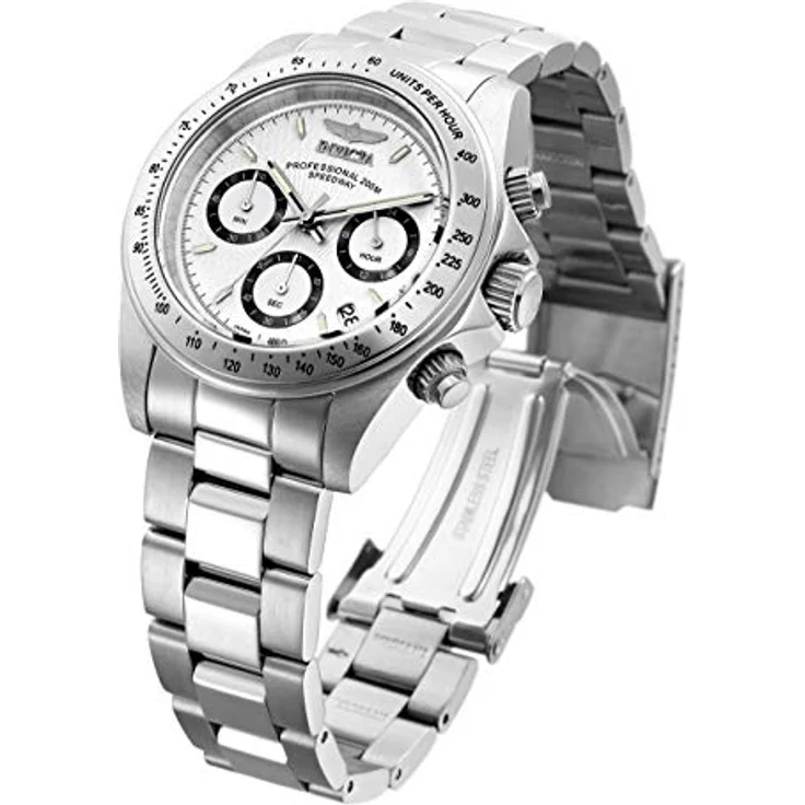 Invicta Speedway Edelstahl Herren Quarzuhrwerk, 39mm mit weißem Zifferblatt und 20 bar Wasserdichtigkeit – Bild 2