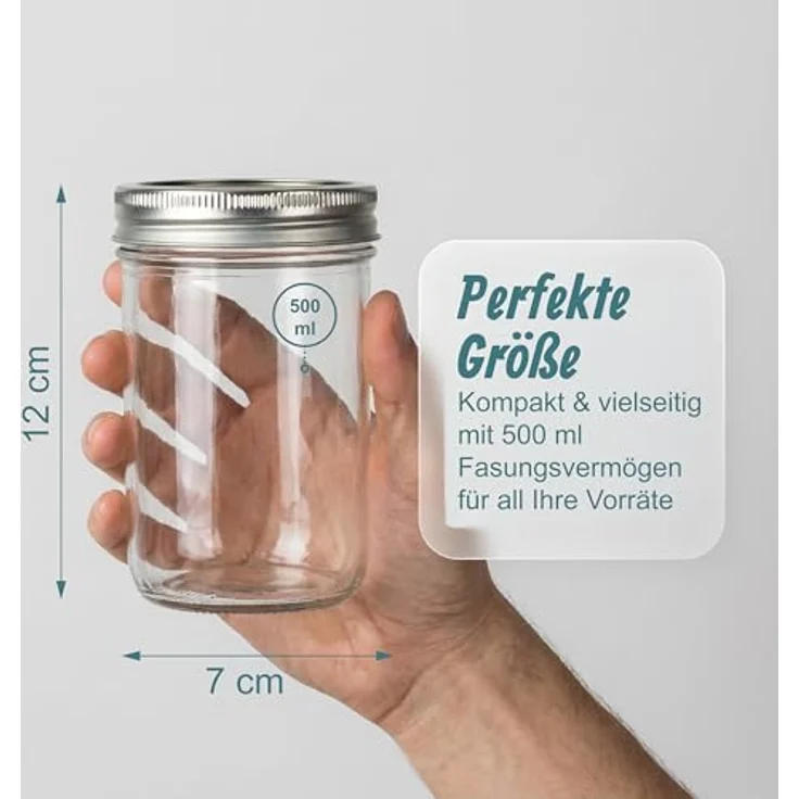 relaxdays Einmachglas Einmachgläser 8er Set, 500 ml, luftdicht mit Deckel, transparent, inkl. Etiketten und Schnur – Bild 4