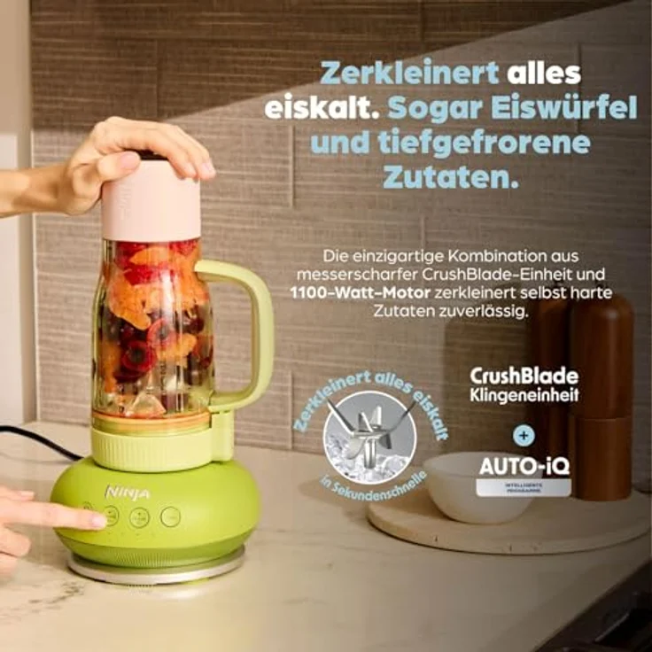 Ninja BlendBoss DB351EUBL, Standmixer mit 1100-Watt-Motor, tragbarem Becher und 3 Auto-Modi, Farbvariante Blaue Himbeere – Bild 3