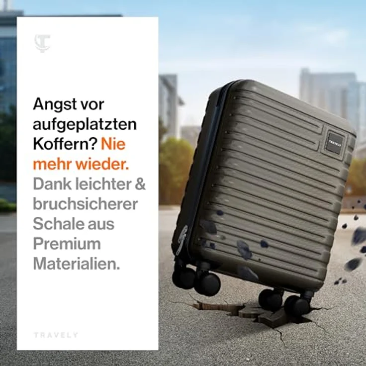 Travely Premium Handgepäck Koffer 55x40x20cm - 36L Trolley Handgepäck mit sanften Rollen und TSA Schloss, schwarz – Bild 2