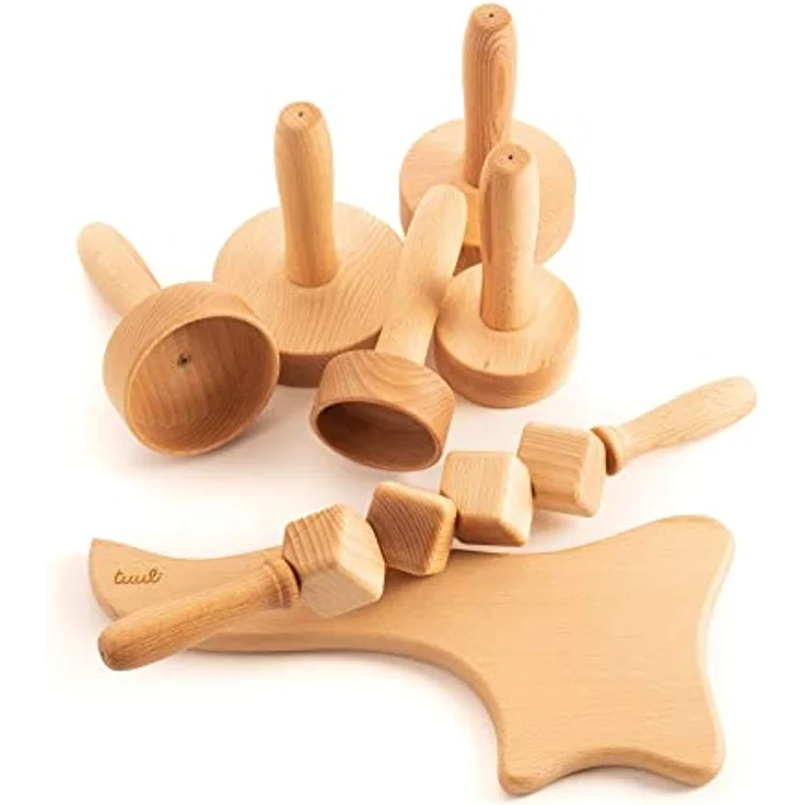 tuuli Accessories Brasilianische Maderotherapie Holz Set Massagegerät Swedische Tasse Roller Cellulite Lymphdrainage Gerät – Bild 1