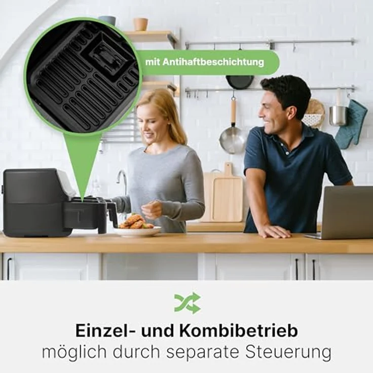 CLATRONIC Heißluftfritteuse FR 3804 H, 8,0L, 2 getrennte Behälter, 8 Programme - Cool Touch-Griffe, Antihaftbeschichtung – Bild 6