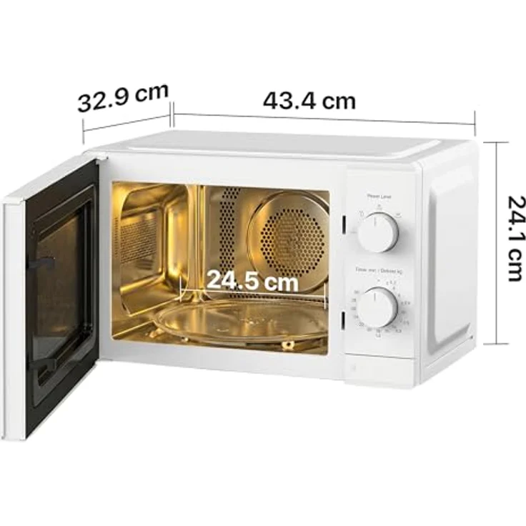 Heinner HMW-MD20IVWH, Freistehende Mikrowelle 19 L, 700 W, 5 Leistungsstufen, Timer, Auffaufunktion, Weiß – Bild 4