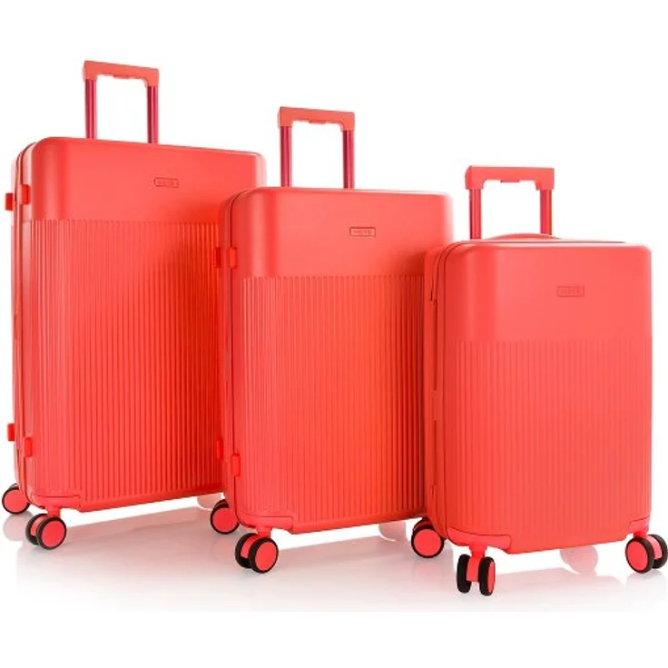 Heys HiLite Kofferset 3-teilig, 4 Rollen mit Dehnfalte, orange, 100% Polycarbonat, 49 cm x 30 cm x 74 cm