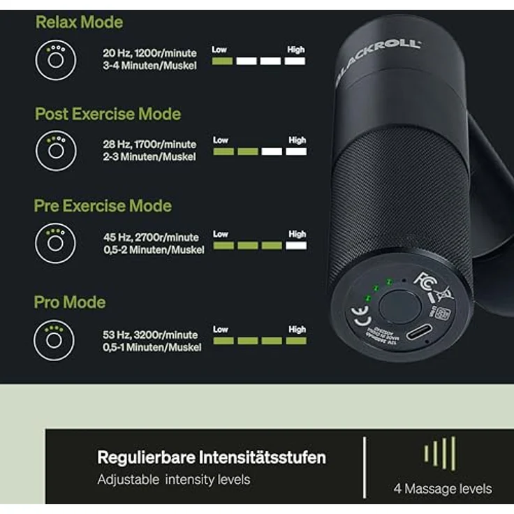 BLACKROLL® FASCIA GUN Massagepistole - Hochwertiges Massagegerät für Muskulatur und Faszien - Regulierbare Intensitätsstufen für die Massage von Rücken, Schulter, Nacken und Beine – Bild 3