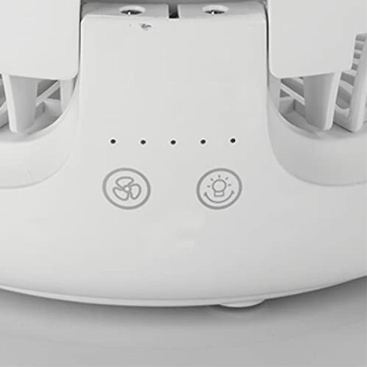 Macom Enjoy & Relax 990, Kabelloser Tischventilator mit USB, oszillierend, 4 Geschwindigkeitsstufen, LED-Licht, wiederaufladbar, 19 cm Durchmesser, weiß – Bild 3