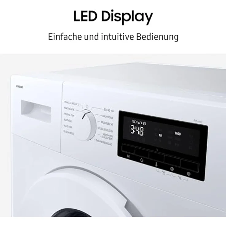 Samsung WW3000FM, 9 kg SLIM Waschmaschine mit Hygiene-Dampfprogramm, Frontlader, Energieeffizienz A, 1400 RPM, 76 dB – Bild 10
