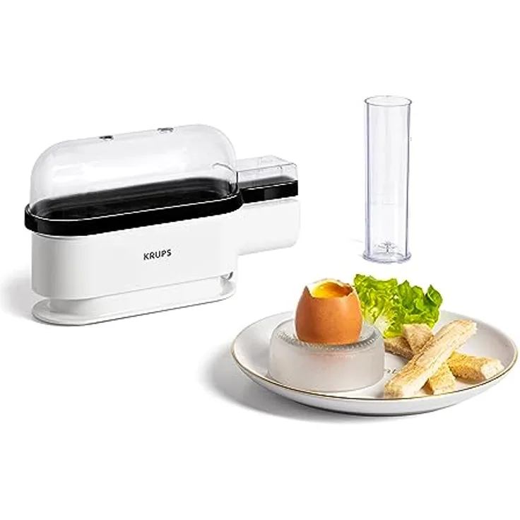 Krups Ovomat Trio Eierkocher, Für bis zu 3 Eier, Inkl. Wasser-Messbecher mit Eierstecher, Eierhalter, Signalton, BPA-frei, EG234115