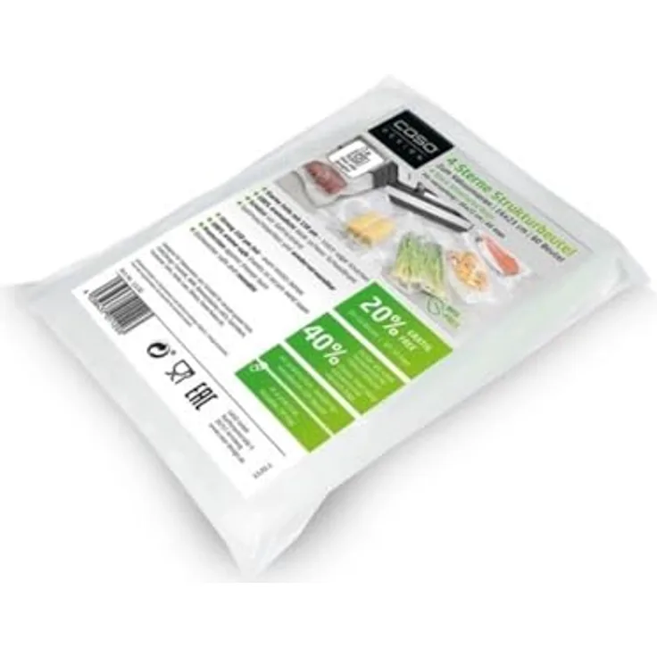 Caso Vakuumbeutel 4 Sterne geprägte, 16 x 23 cm, reißfest und BPA-frei, für Sous Vide und alle Vakuumierer, 60 Beutel