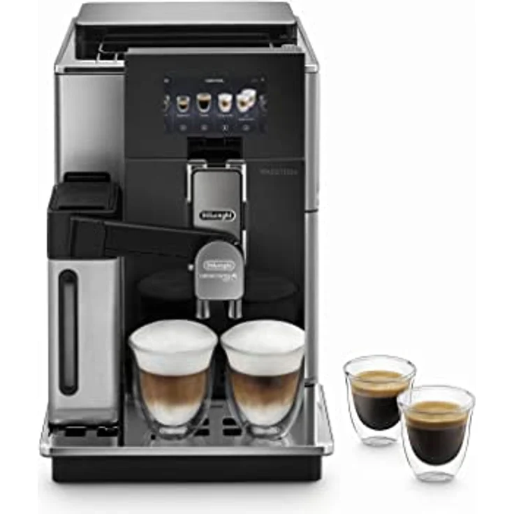 De'Longhi Maestosa EPAM960.55.GM Kaffeevollautomat mit 5-Zoll-Farbdisplay, automatischer Milchschaum, 2-Tassen-Funktion, 1550W, großer 2,1 L Wassertank Schwarz/Silber – Bild 1