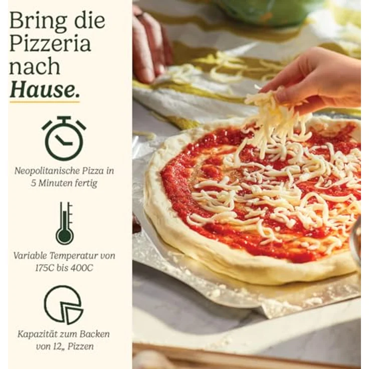 Cuisinart Pizzaofen | Holzofengeschmack in 5 Minuten | Pizzaset enthalten | Einstellbare Zeit und Temperatur bis 400°C – Bild 2