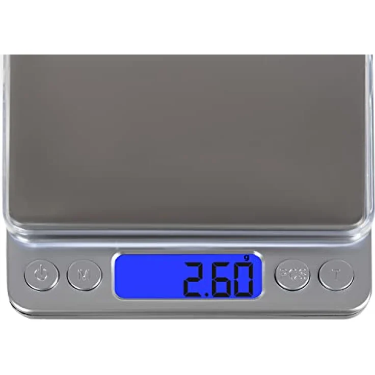 Ruhhy Küchenwaage Präzisionswaage 500 g / 0,01 g, Digitalwaage mit blau hinterleuchtetem LCD, 4-tlg. Set – Bild 6