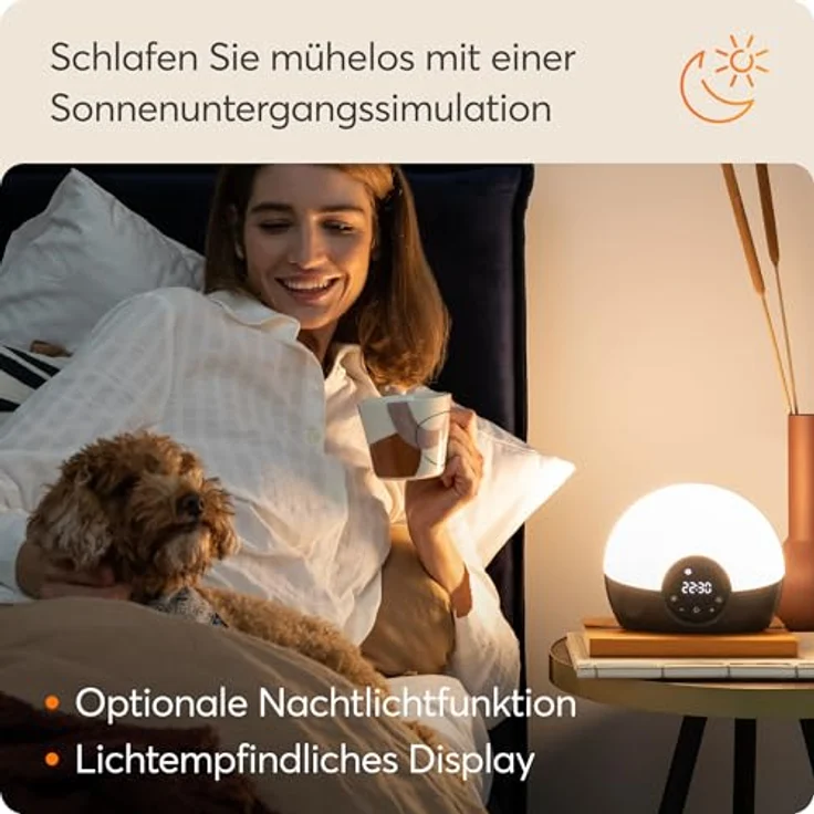 Lumie Bodyclock Glow 150, Lichtwecker mit 20-45 Minuten Sonnenaufgang, dimmbarem Display und 9 Einschlafklängen – Bild 7