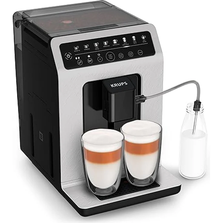 Krups Evidence ECOdesign Kaffeevollautomat mit Milchschlauch, 8 Getränke, 2-Tassen-Funktion, Recyceltes Material, Kaffeemaschine, Weiß/Schiefer, EA897A10 – Bild 1