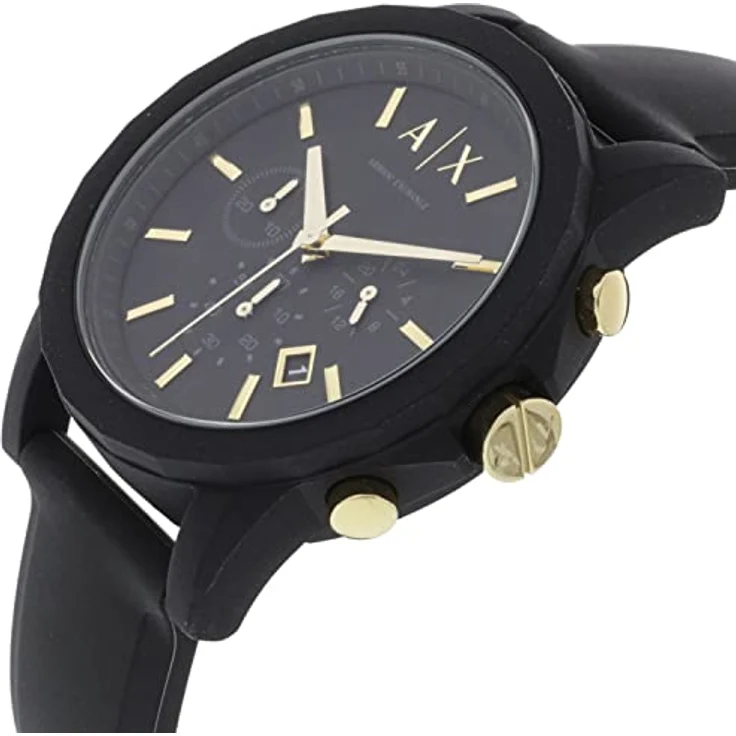 Armani Exchange Uhr für Männer , Chronographenwerk, 45mm Schwarzes Silikongehäuse mit Silikonarmband, AX7105 – Bild 4