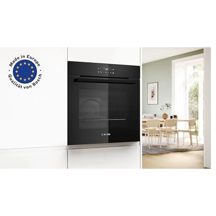 Bosch HBA571BB4 Serie 2 Einbau-Backofen, 60 x 60 cm, Pyrolyse-Selbstreinigung, AutoPilot 10 Programme, 3D-Heißluft, LED Touch Control, 71 Liter Garraum, Schwarz – Bild 2